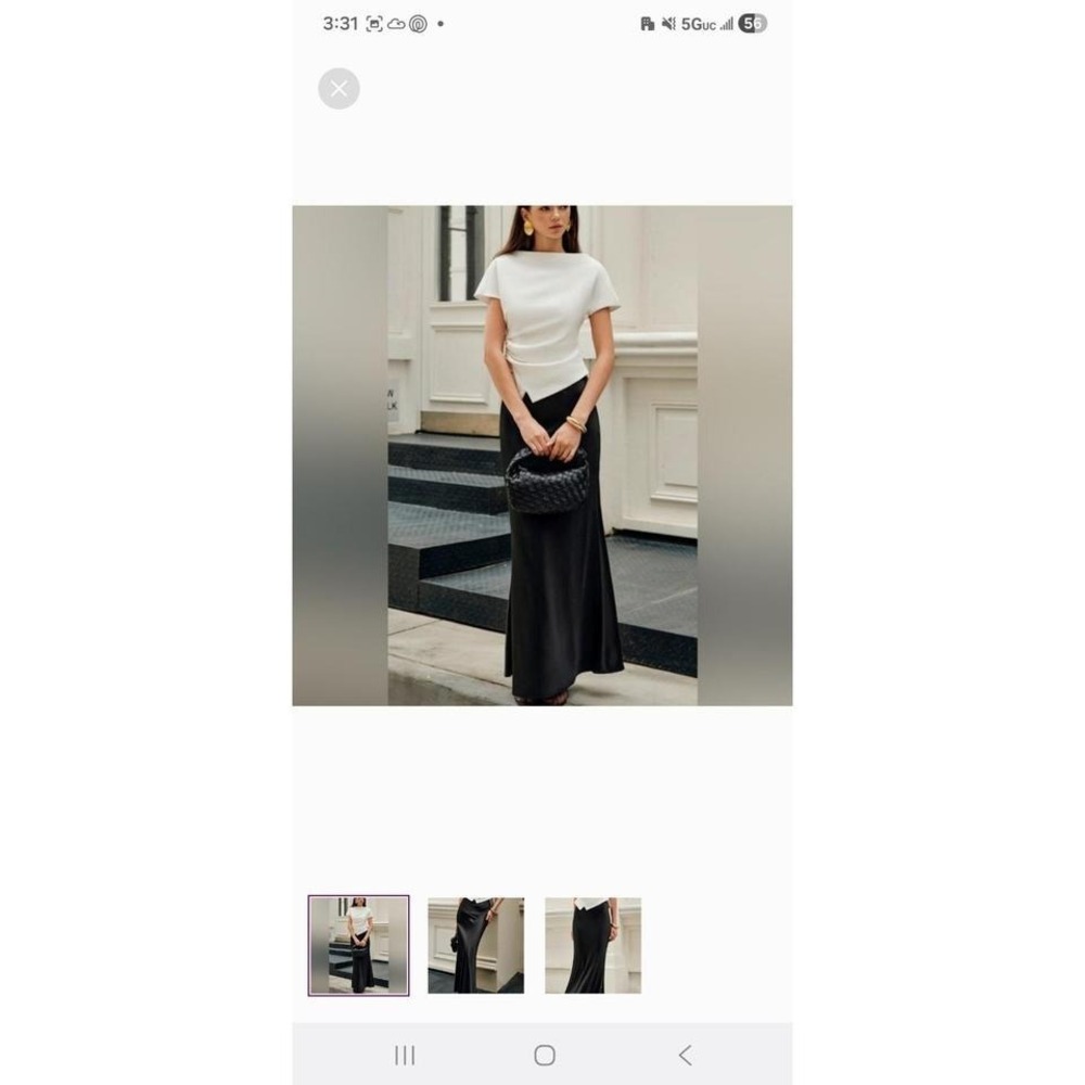 Commense Satin black maxi skirt mermaid